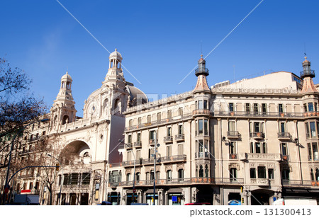 Barcelona city buildings Gran Via and Rambla Barcelona city buildings Gran Via and Rambla 131300413