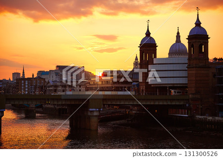 London sunset at Thames with St Paul Pauls 131300526