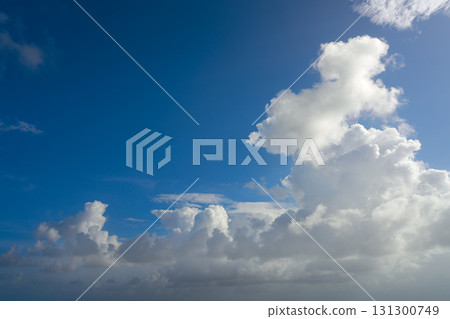 Blue summer sky white cumulus clouds 131300749