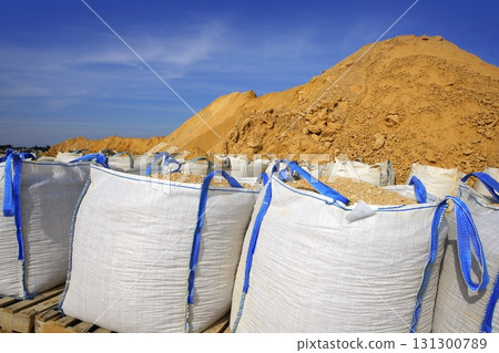 sandbag white big bag sand sacks quarry perspective 131300789