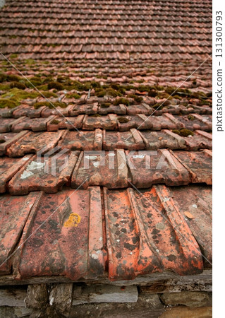 Architectural grunge aged roof clay tiles Architectural grunge aged roof clay tiles 131300793