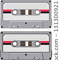 Retro cassette tape white colored flat vector illustration 131300921