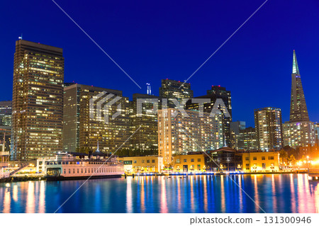 San Francisco sunset skykine from Pier 7 in California 131300946