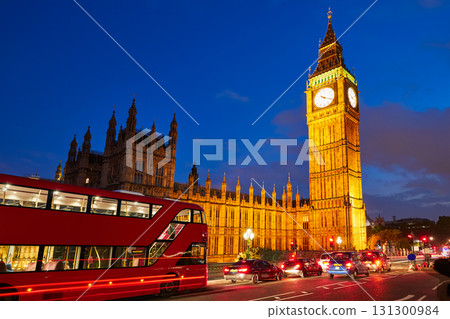 Big Ben Clock Tower with London Bus 131300984