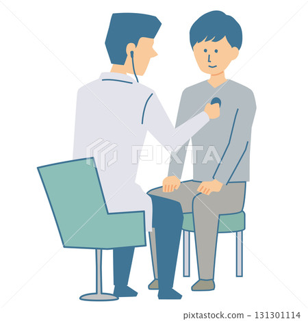 Illustration of a doctor and patient examining Illustration of a doctor and patient examining 131301114
