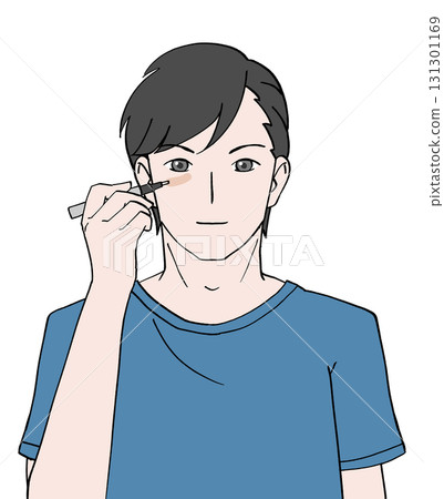 Illustration of a man applying concealer Illustration of a man applying concealer 131301169
