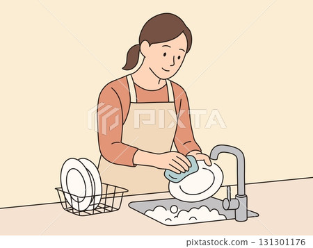家庭主婦洗碗 131301176