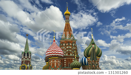 Temple of Basil the Blessed, Red Square, Moscow, Russia. Against the clouds 131301260
