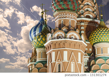 Temple of Basil the Blessed, Red Square, Moscow, Russia. Against the clouds Temple of Basil the Blessed, Red Square, Moscow, Russia. Against the clouds 131301274