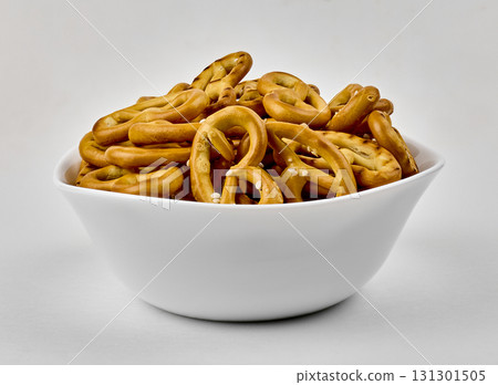 A bowl filled with various pretzels perfect for sharing A bowl filled with various pretzels perfect for sharing 131301505