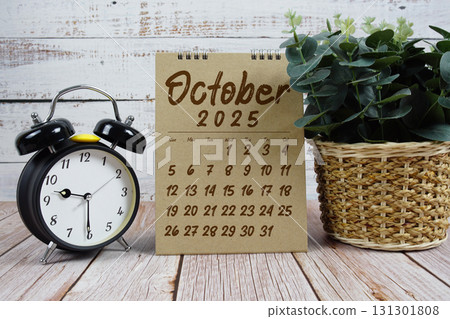 October 2025 annual monthly desk calendar for planning and management 131301808