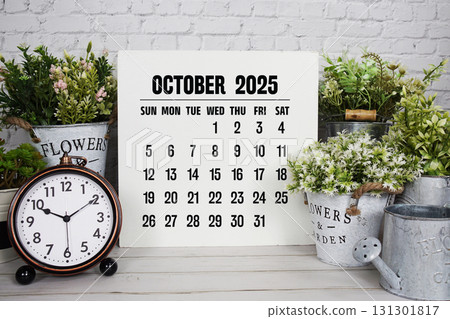 October 2025 annual monthly desk calendar for planning and management October 2025 annual monthly desk calendar for planning and management 131301817
