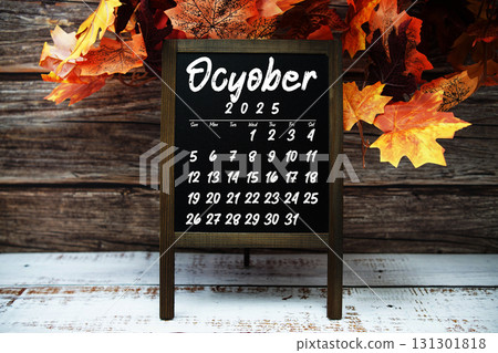 October 2025 annual monthly desk calendar for planning and management 131301818