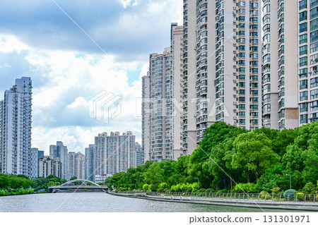 High-rise apartment buildings in Shanghai, China 131301971