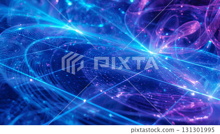 藍色和紫色光粒子相交的動態未來網絡 131301995