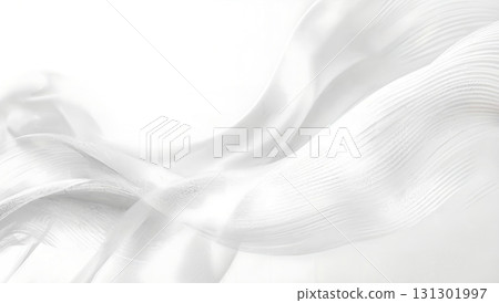 抽象而優雅的弧形背景，類似於用光影編織的白色織物 131301997