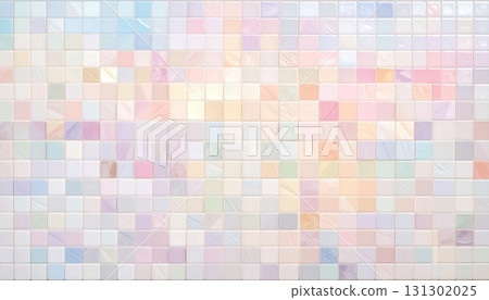 Pale pastel colored square mosaic tile background texture 131302025
