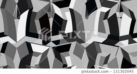 Abstract black and white 3d geometric seamless pattern background. Optical illusion 3d shapes. Vector 10 EPS illustration. Vector illustration Abstract black and white 3d geometric seamless pattern background. Optical illusion 3d shapes. Vector 10 EPS illustration. Vector illustration 131302045
