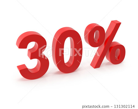 30 off red 3d number with percentage symbol 131302114