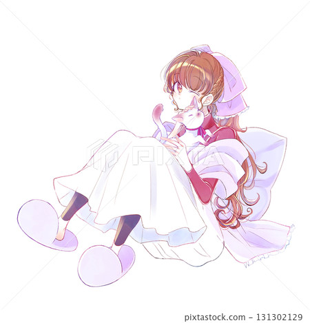 Woman stroking a cat Fairy tale Autumn Winter 131302129