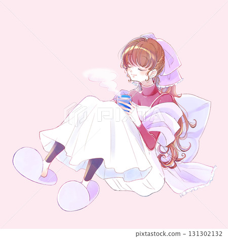 Woman holding a mug of hot drink Fairy tale Autumn Winter 131302132