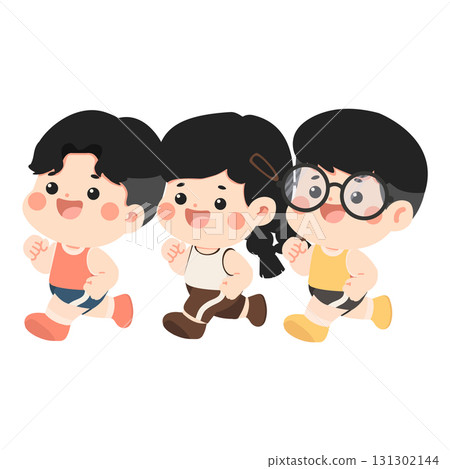 Cartoon Children Running Illustration Cartoon Children Running Illustration 131302144
