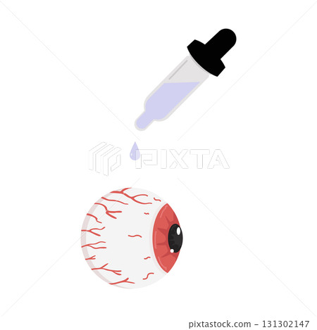 Illustration of Eye Drops and Red Irritated Eye Illustration of Eye Drops and Red Irritated Eye 131302147