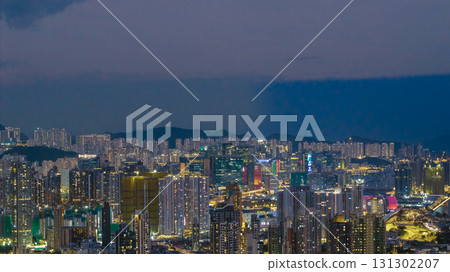 Sept 22 2025 Middle Kowloon Night View in Hong Kong Cityscape 131302207