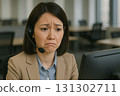 People who work in call centers and feel stressed 131302711