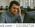 People who work in call centers and feel stressed 131302716