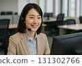 A call center operator with a bright smile 131302766