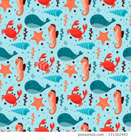 sea life seamless pattern 131302993