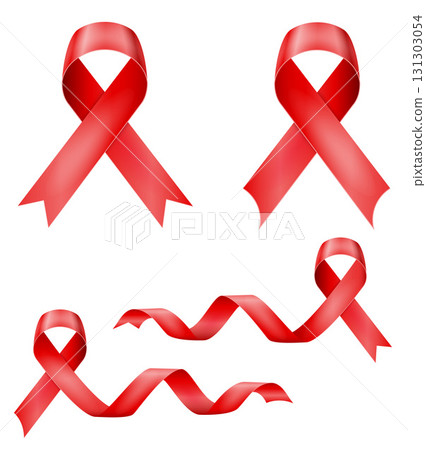 ribbon red silk shiny in support of aids disease cartoon stock vector illustration 131303054