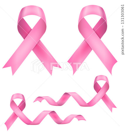 ribbon pink silk shiny in support of breast cancer diseasecartoon stock vector illustration 131303061