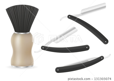 shaving accessories blade and razor cartoon stock vector illustration 131303074
