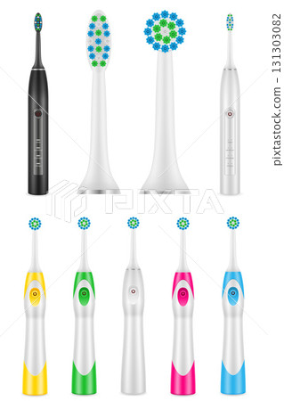 toothbrush  electric for cleaning teeth and hygiene dental dentist cartoon stock vector illustration 131303082
