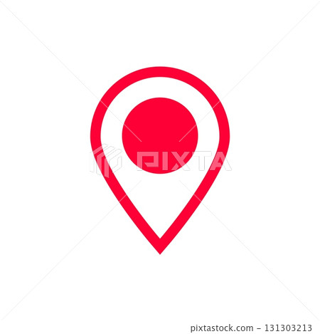 Red and white location pin icon symbolizing map and navigation technology concept Red and white location pin icon symbolizing map and navigation technology concept 131303213