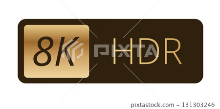 8k hdr technology icon with gold and brown design highlighting ultra-hd video quality 131303246