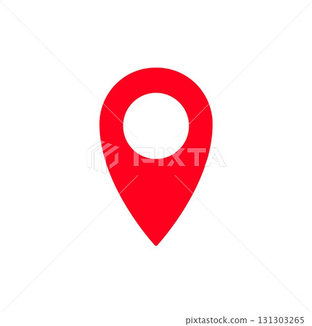 Bright red location pin icon for maps or navigation Bright red location pin icon for maps or navigation 131303265