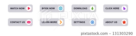 Interactive buttons with icons for websites and mobile applications 131303290