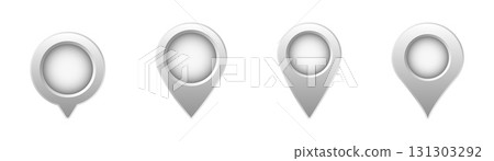Set of gray location pins with various designs and shapes in minimalist style Set of gray location pins with various designs and shapes in minimalist style 131303292