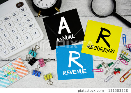 ARR abbreviation of Annual Recurring Revenue text phrase of business and financial concept ARR abbreviation of Annual Recurring Revenue text phrase of business and financial concept 131303328