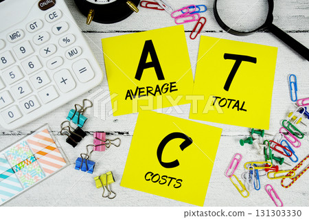 ATC abbreviation of Average Total Costs text phrase of business and financial concept ATC abbreviation of Average Total Costs text phrase of business and financial concept 131303330