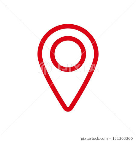 Red location pin icon symbolizing positioning and navigation for travel and maps 131303360