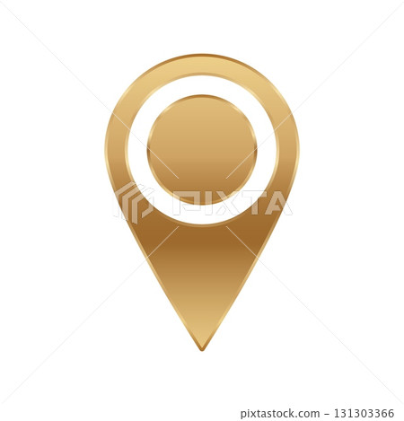 Golden location pin icon with metallic shine and simple design Golden location pin icon with metallic shine and simple design 131303366