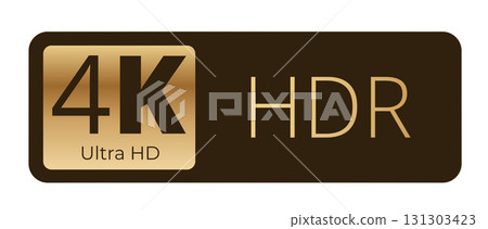 4k ultra hd hdr logo in brown and gold for high-resolution display 131303423