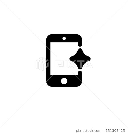 Ai artificial intelligence mobile icon with shining effect on smartphone display 131303425