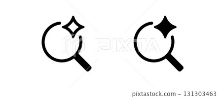 Ai inspired magnifying glass icons with stylized star accent in simple design 131303463