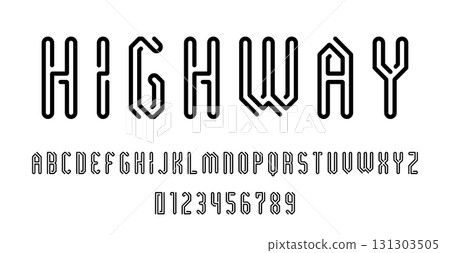 Set of alphabets font letters and numbers modern abstract design with line maze concept vector illustration 131303505