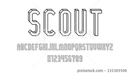 Set of alphabets font letters and numbers modern abstract outline 3D concept design with lines vector illustration Set of alphabets font letters and numbers modern abstract outline 3D concept design with lines vector illustration 131303506